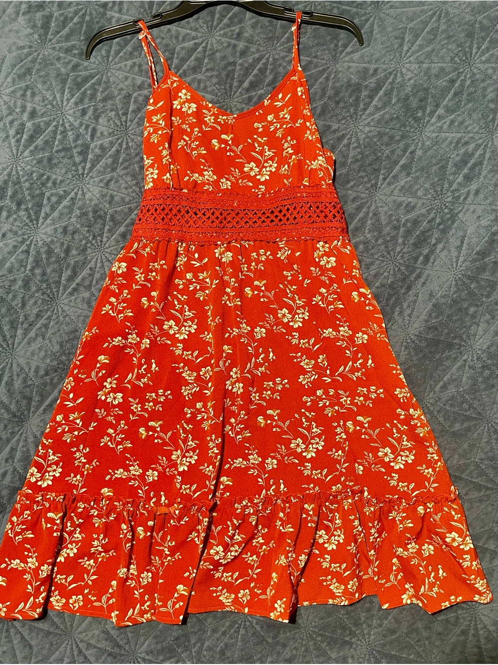 Red Floral Spaghetti-Strap women Dress